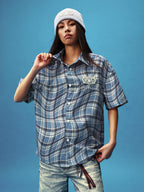 YADcrew Twisted Plaid Short Sleeve Shirt