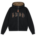 MEDM Leopard Faux Fur Layered Zip Up Hoodie