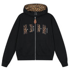 MEDM Leopard Faux Fur Layered Zip Up Hoodie
