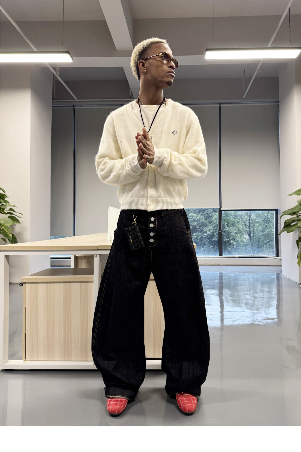 STEEPC Magnetic Button Scimitar Jeans