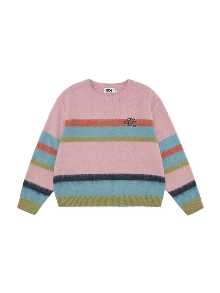 EVILKNIGHT(EK) Rainbow Striped Knit Sweater