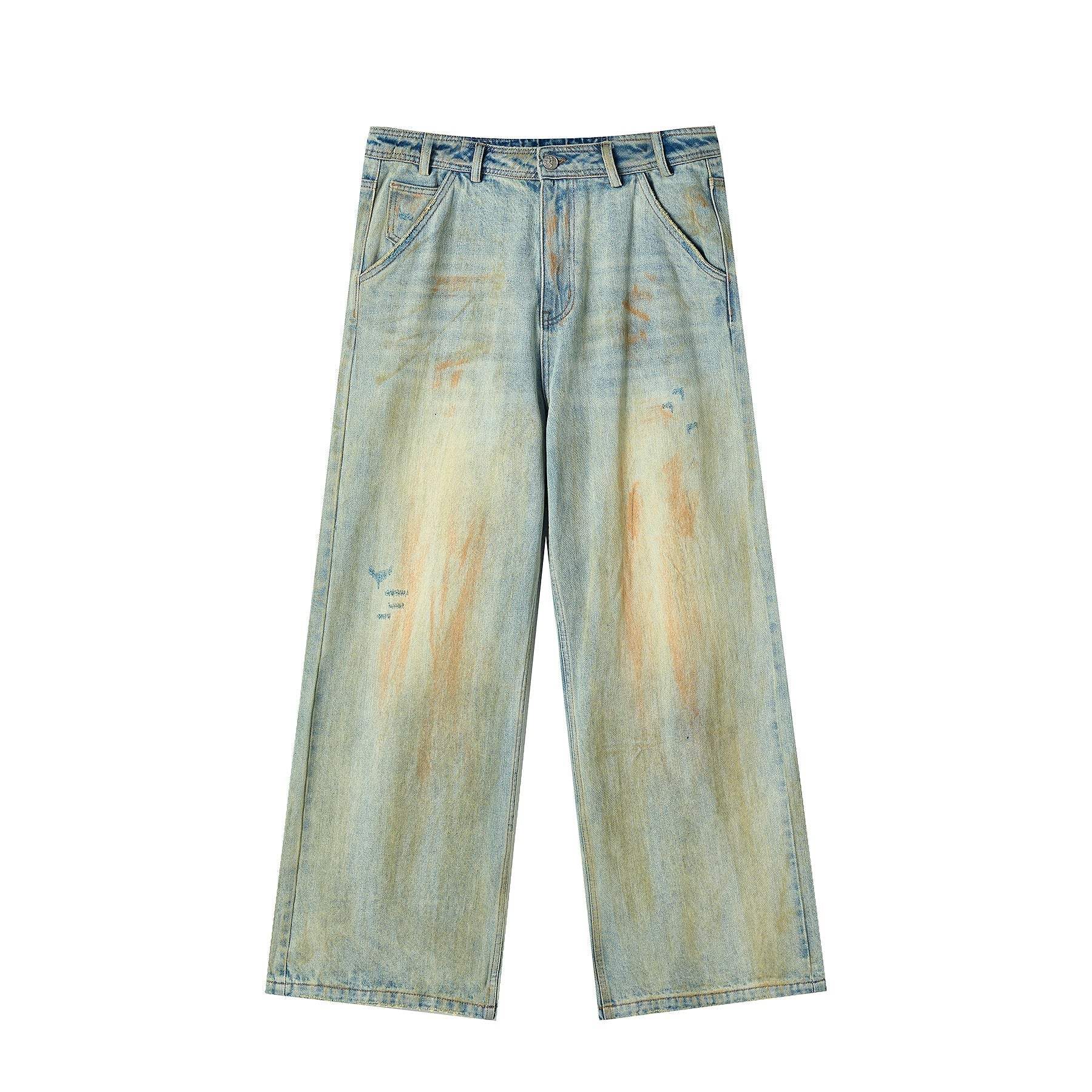 JHYQ Vintage Dirty Dyed Washed Baggy Jeans