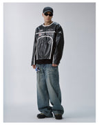F2CE Striped Panel PU Leather Racing Jacket