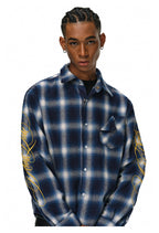 ANTIDOTE Embroidered Flannel Plaid Long Sleeve Shirt