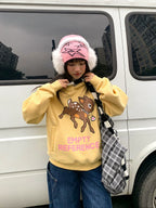 EMPTY REFERENCE Speckled Fawn Letter Print Hoodie