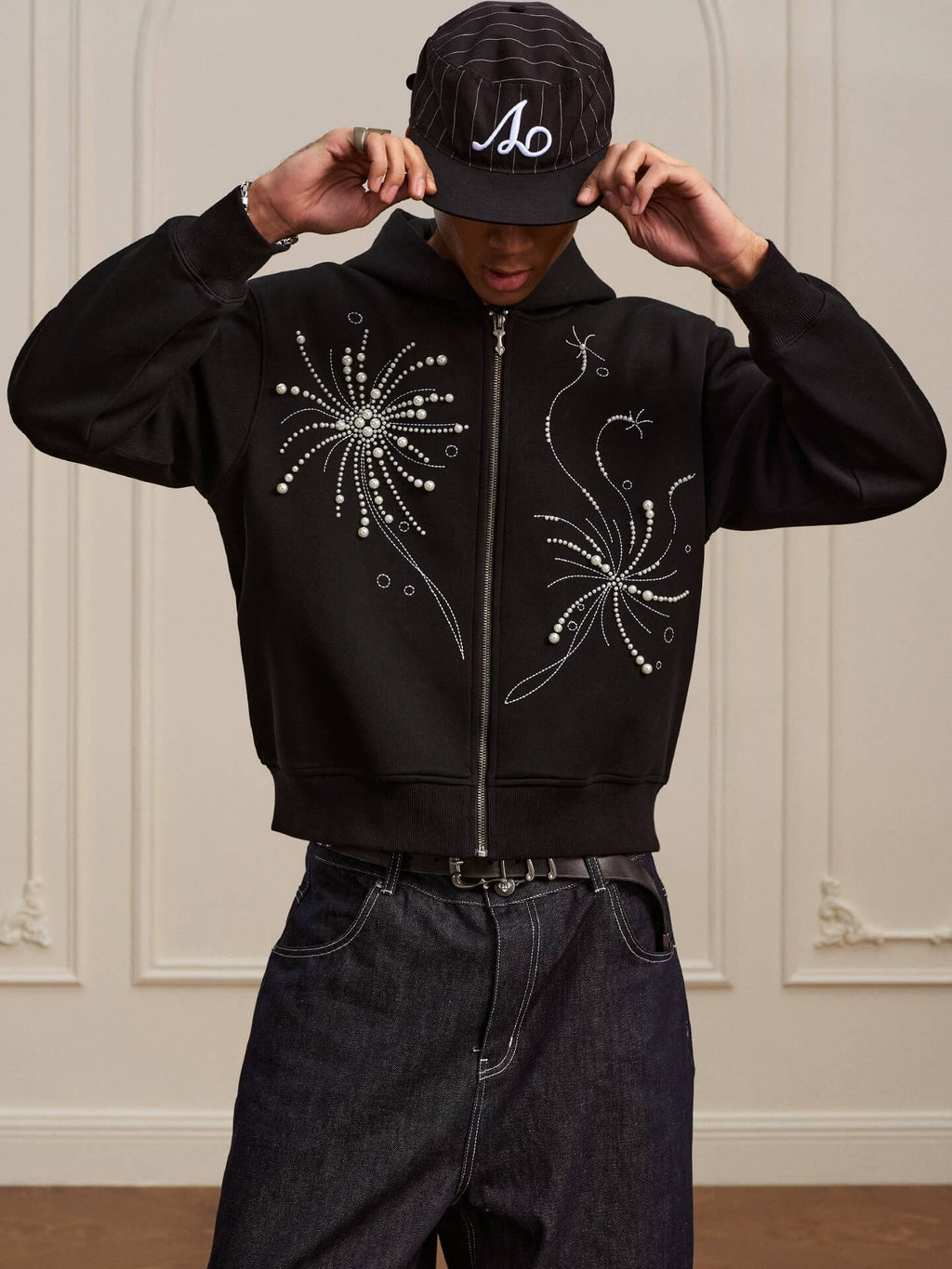 YADcrew Fireworks Pearl Zip Up Hoodie