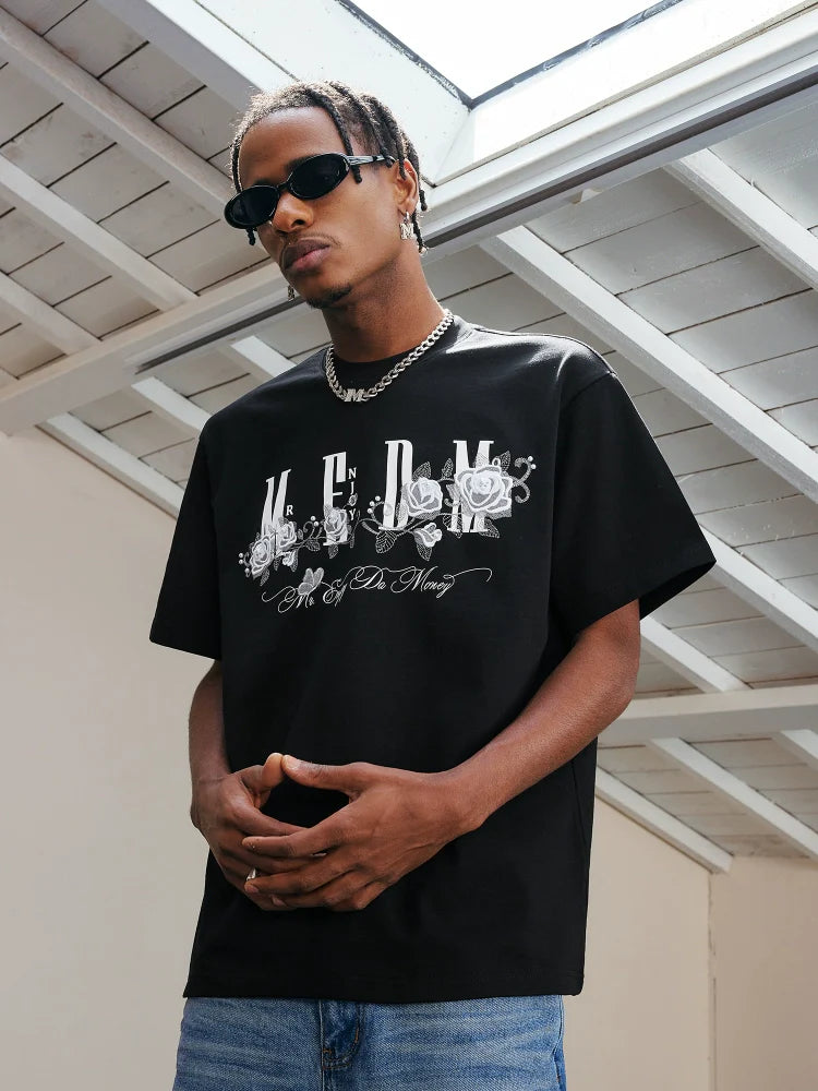 MEDM Beaded Rose Embroidery Logo Tee