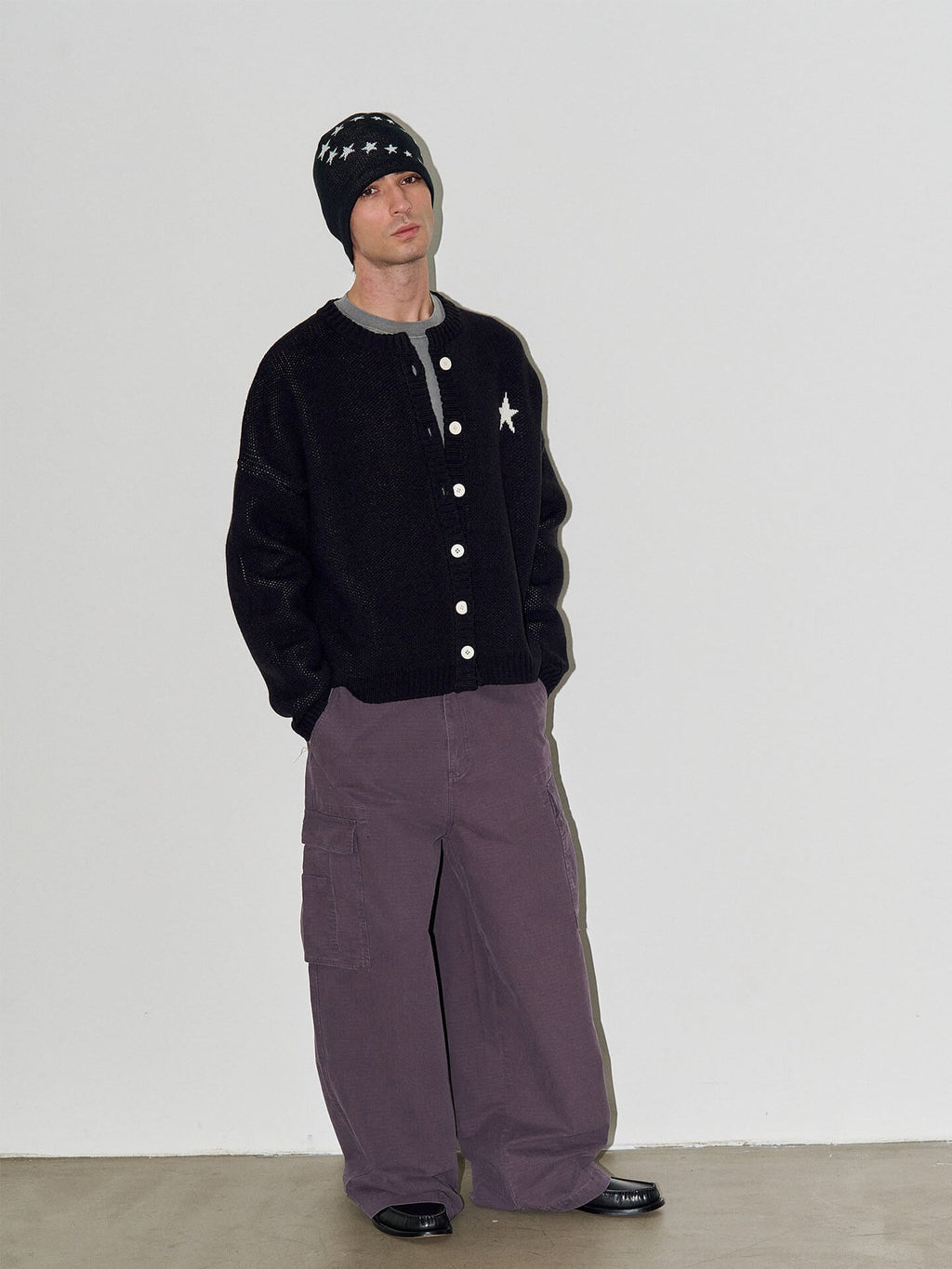 LIBERAFIT Star Jacquard Button Front Cowichan Cardigan