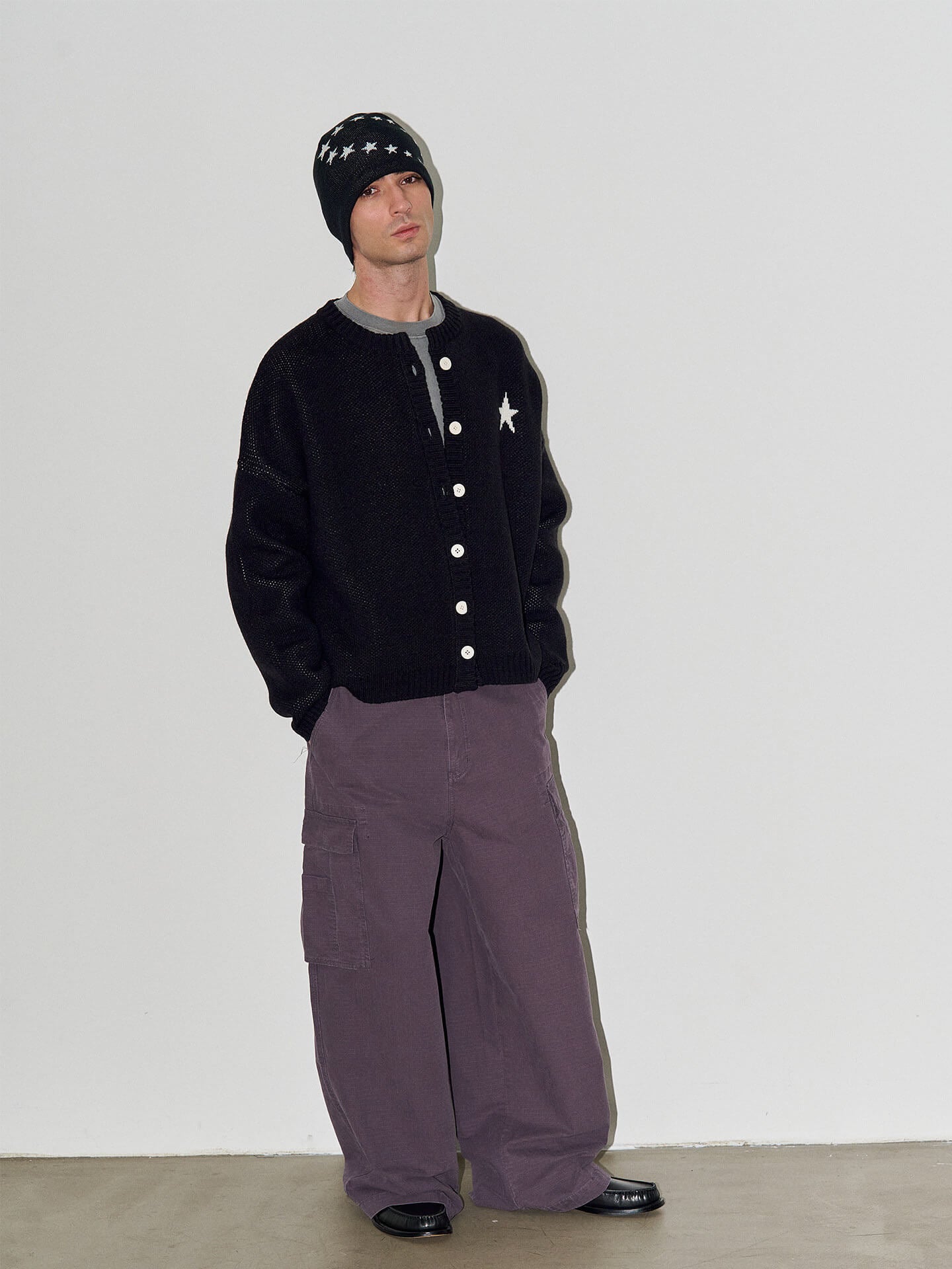 LIBERAFIT Star Jacquard Button Front Cowichan Cardigan