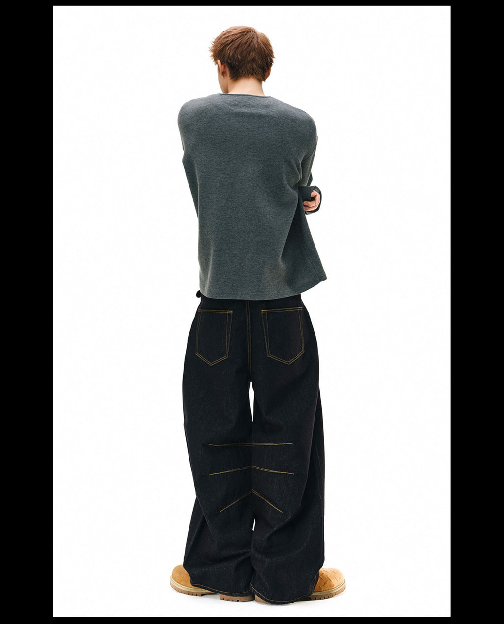 NOVACAM Yellow Stitch Baggy Jeans