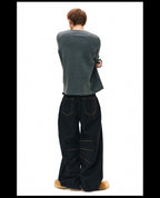 NOVACAM Yellow Stitch Baggy Jeans