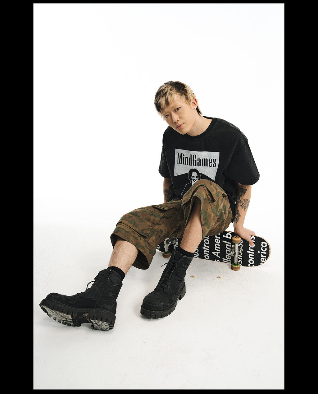 NOVACAM Camouflage & Black Baggy Work Cargo Shorts