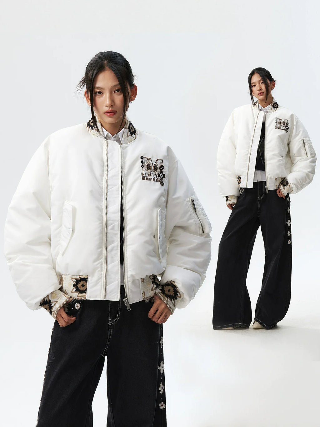 MEDM Ethnic Trim MA-1 Bomber Jacket