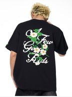 AFGK Flower Embroidered Logo Print Tee