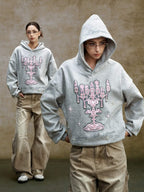 YADcrew Pearl Embellished Candlestick Hoodie