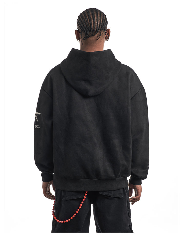 F3F Select Embroidered Faux Suede Hoodie
