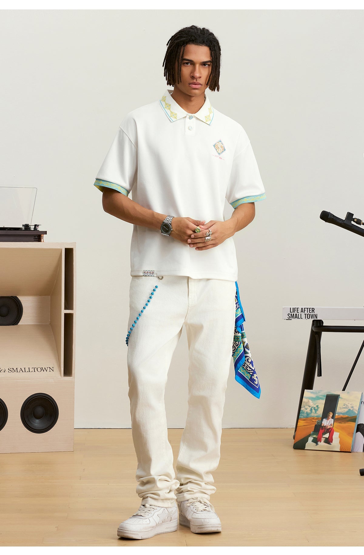 Small Town Kid Ethnic Pattern Jacquard Polo Shirt