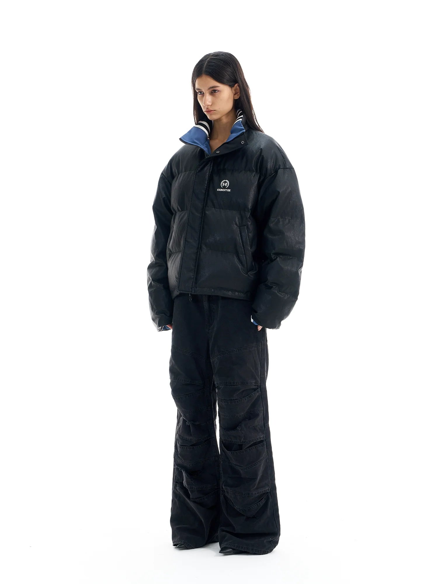 BLIND NO PLAN Reversible Sports Puffer Jacket