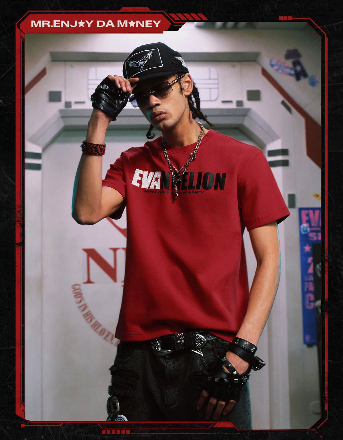 MEDM x EVA NEVER END Mixed Embroidery Print Logo Tee
