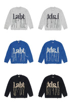 Labt Fringe Lanyard Logo Distressed Knit Sweater
