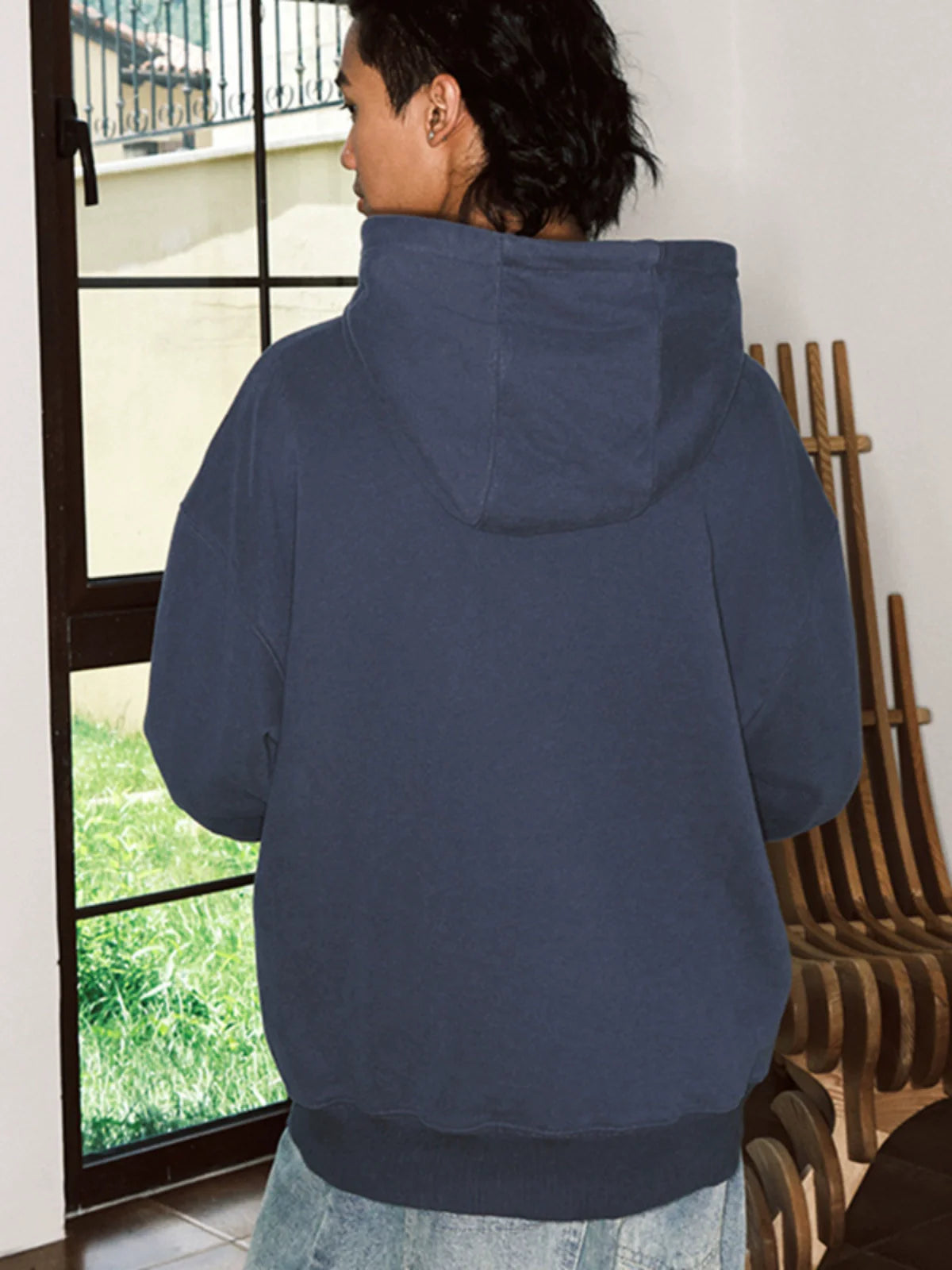 JUST VIBE Letter Print Hoodie