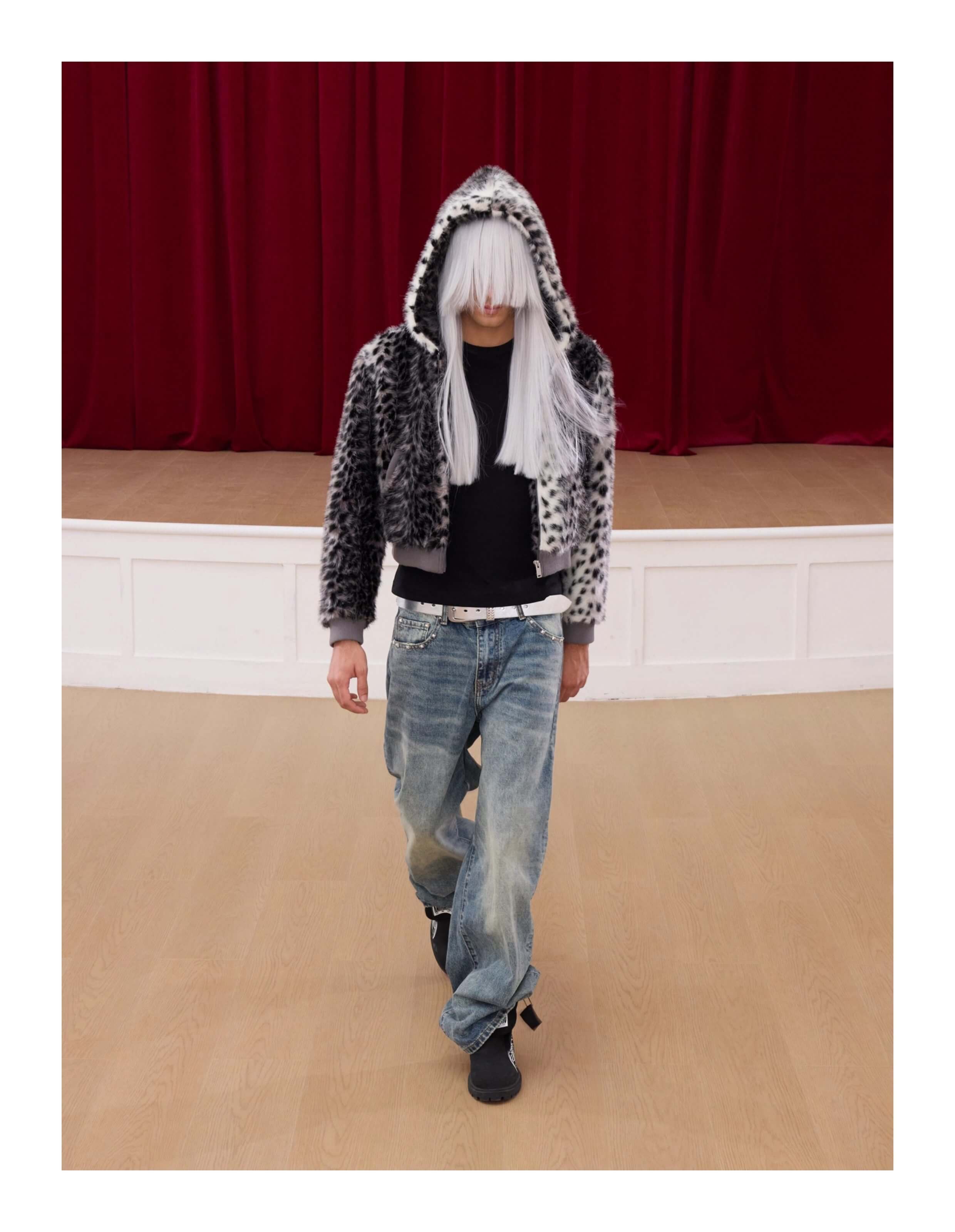 KARMANISTIC Leopard Fur Hooded Jacket