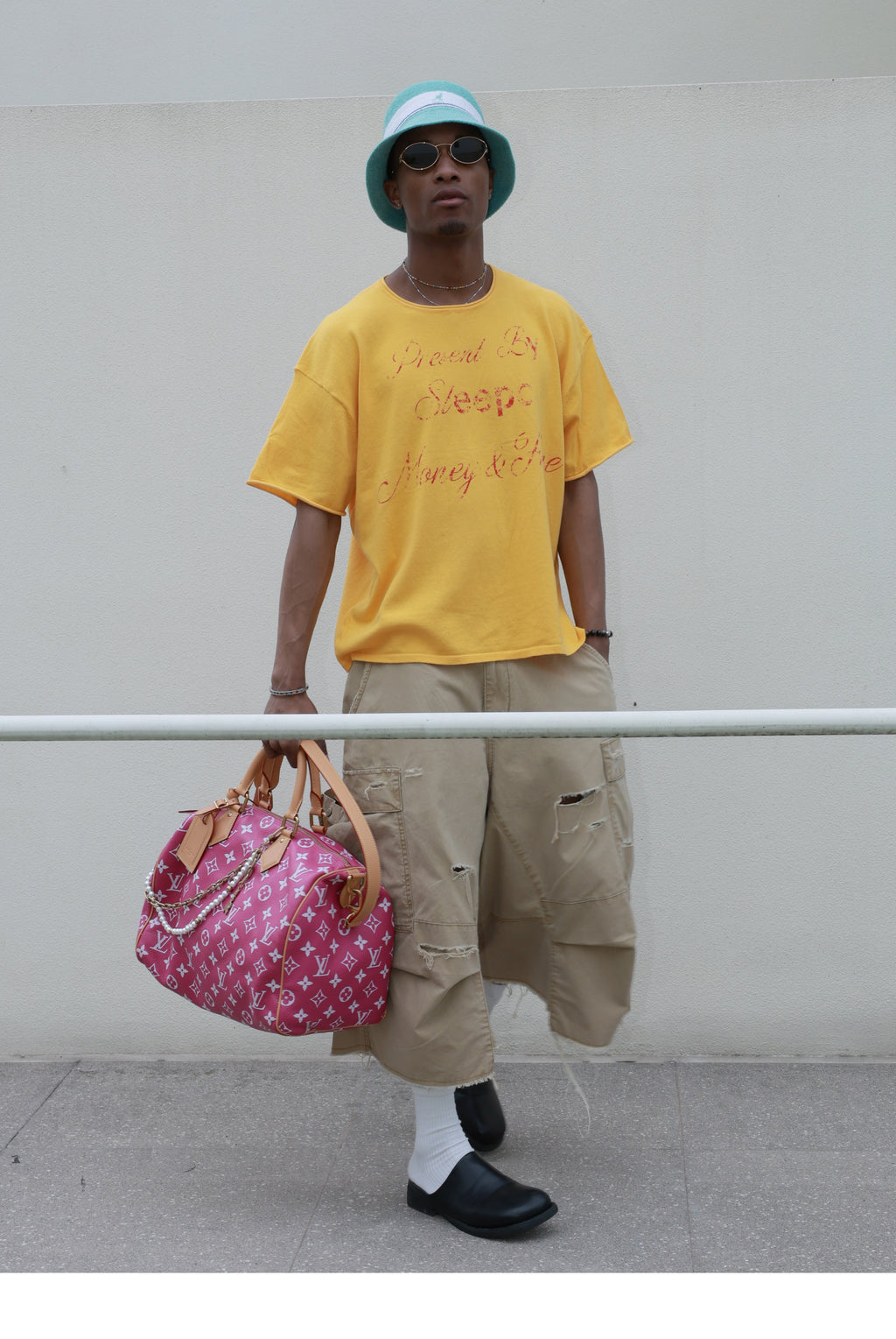 STEEPC Contrast Old Print Boxy Knit Tee