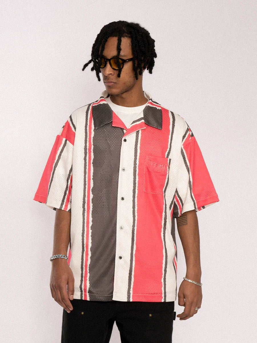 EMPTY REFERENCE Hand Painted Striped Short Sleeved Shirt