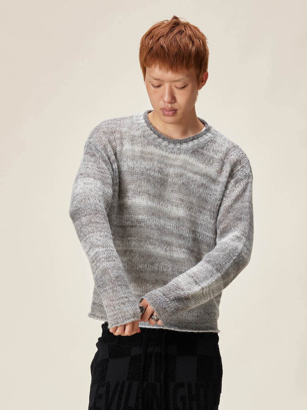 EVILKNIGHT(EK) Gradient Striped Knit Sweater