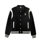 Small Town Kid Rivet Cross stitching Patch Corduroy Varsity Jacket