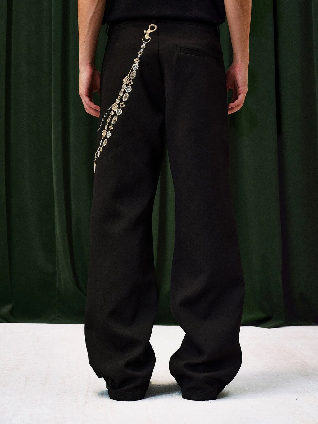 YADcrew Chain Embroidered Western Pants