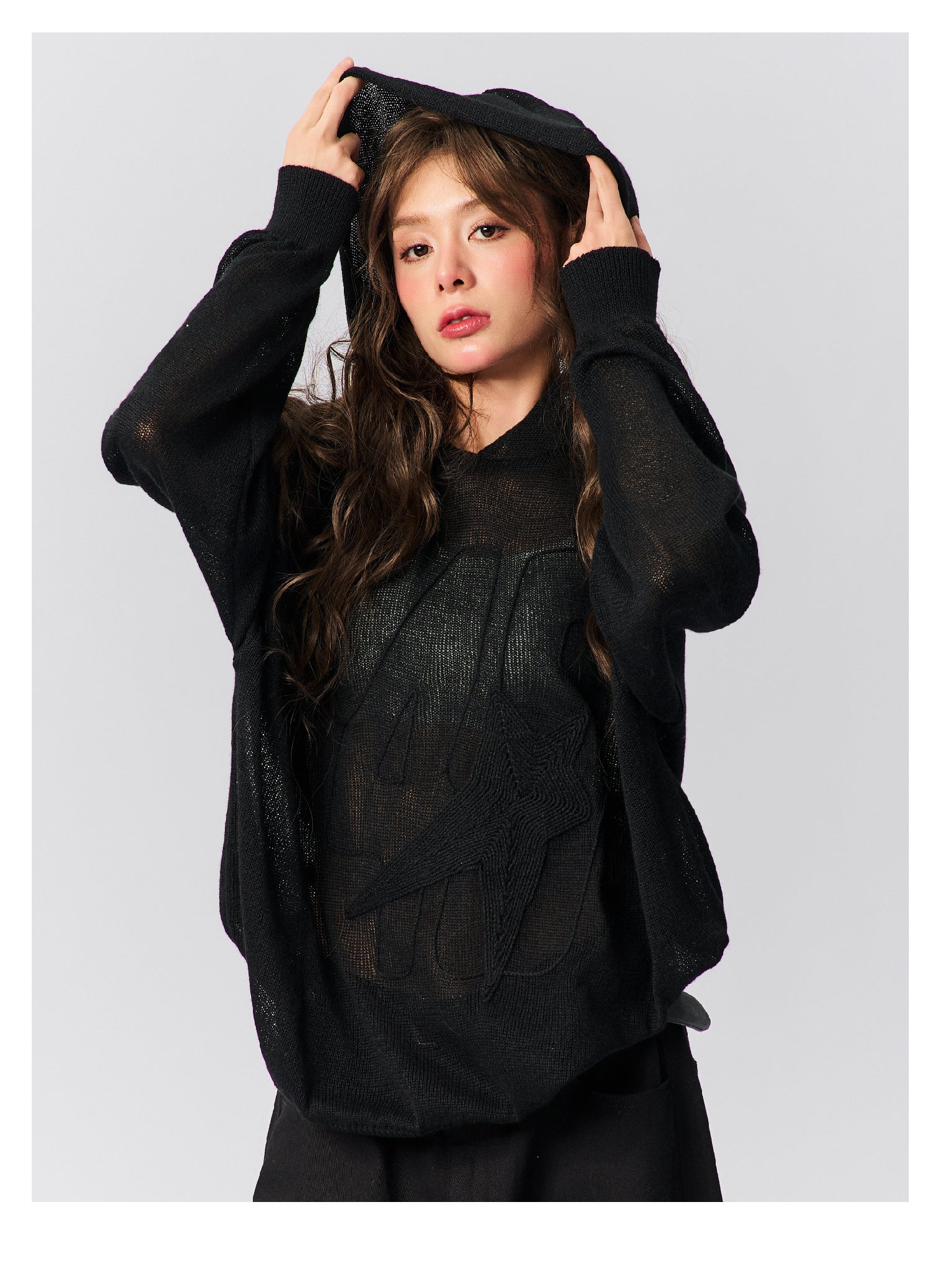 S45 Star Logo Mesh Knit Hoodie