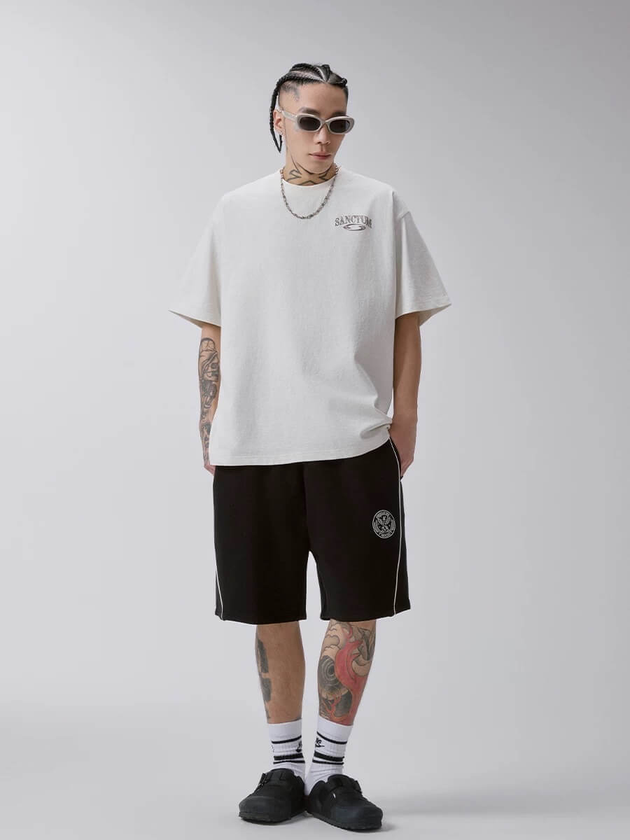 F2CE Badge Embroidered Side Stripe Sweat Shorts