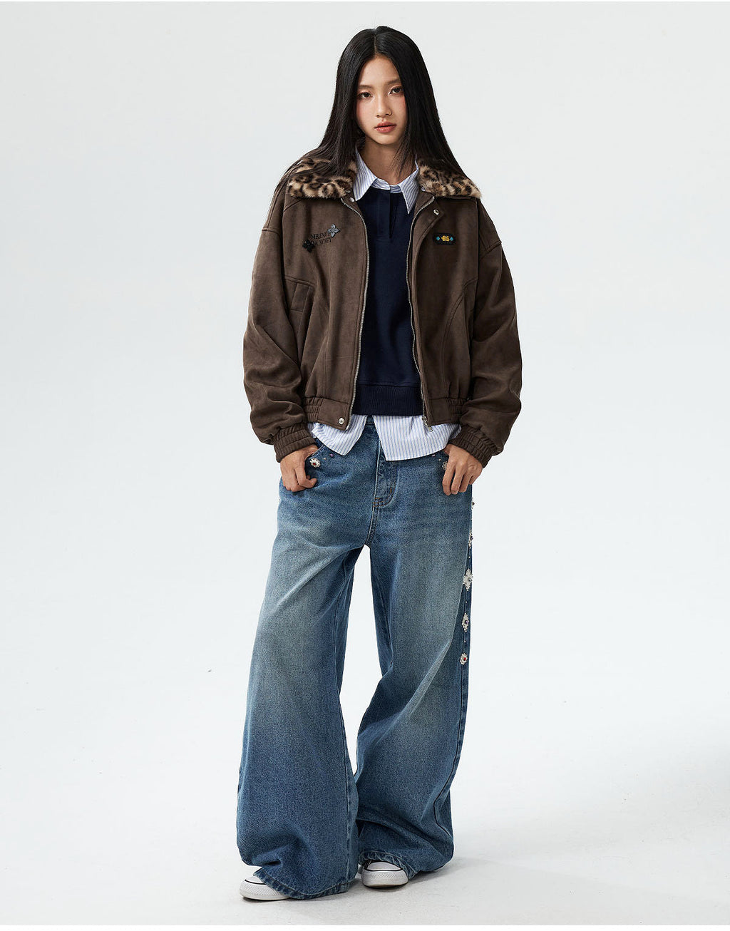 MEDM Detachable Collar Suede Jacket