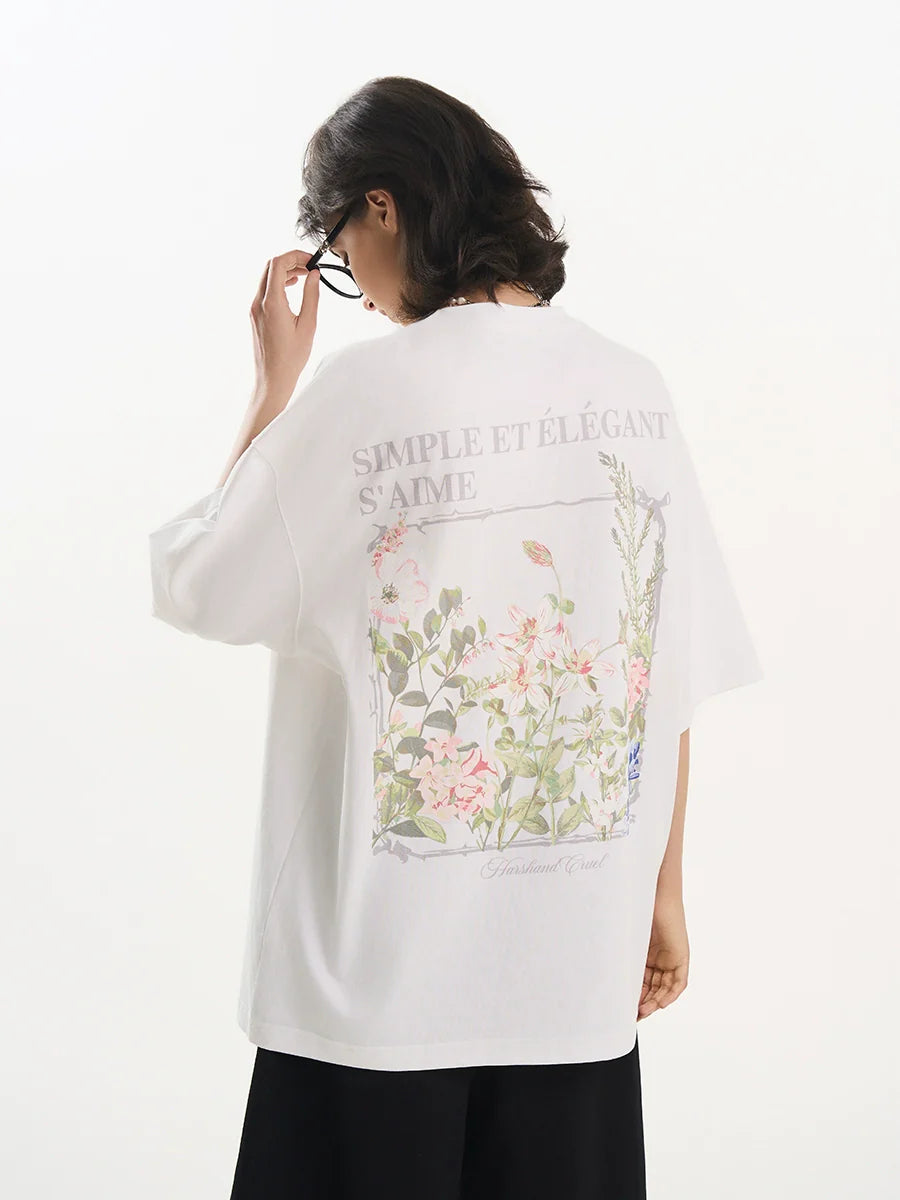 Harsh and Cruel Ink Illustration Floral Tee