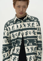 EVILKNIGHT(EK) Ethnic Print Striped Long Sleeve Shirt