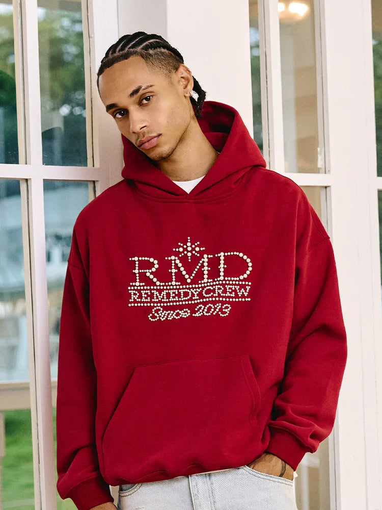 Remedy RMD Pearl Letter Embroidered Hoodie