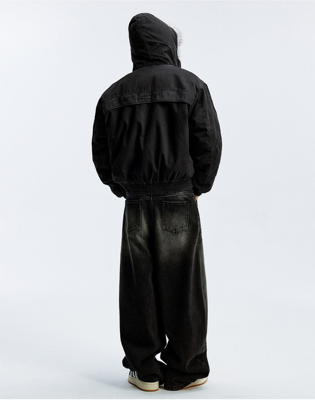 MEDM Fur Lined Washed Work Hooded Jacket