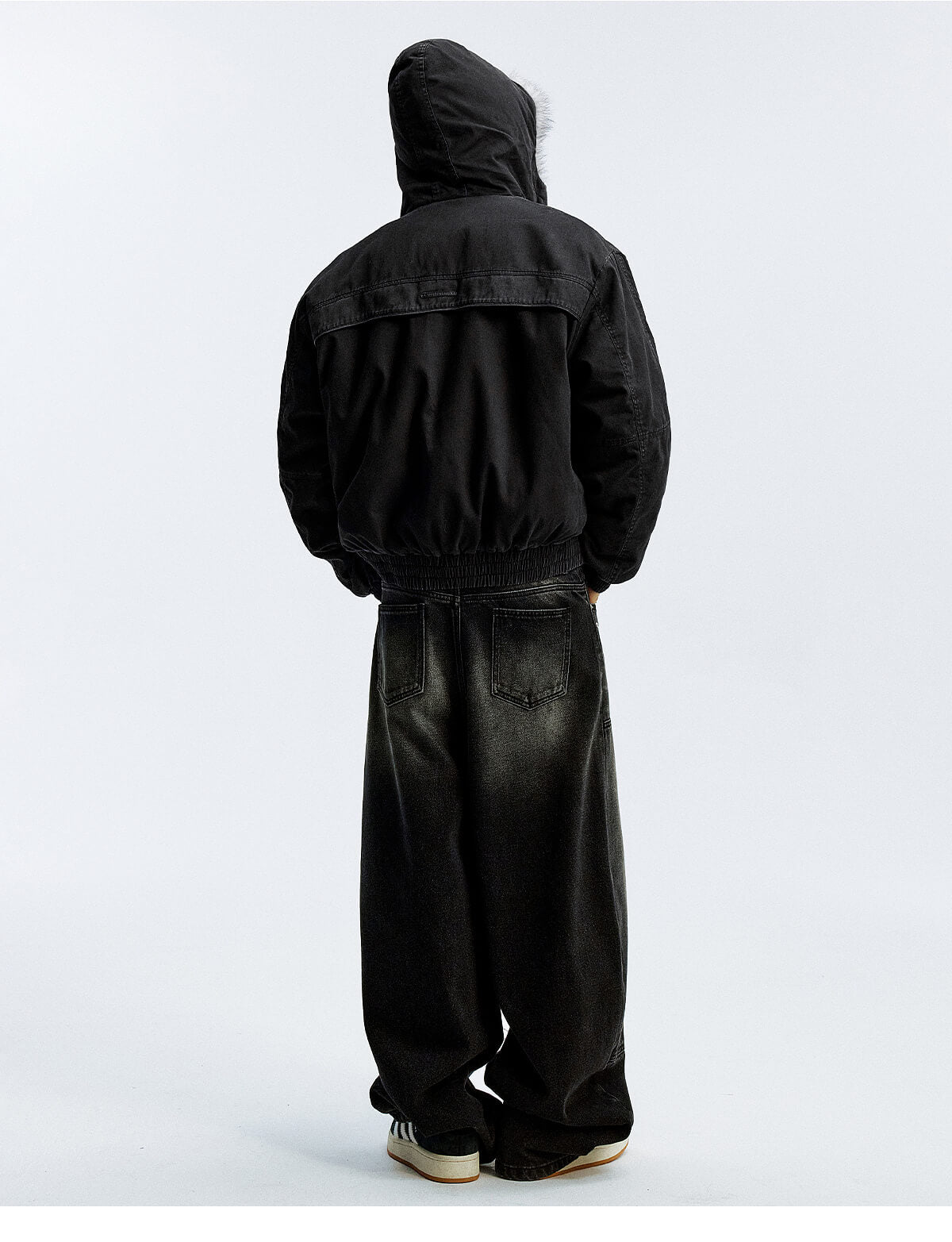 MEDM Fur Lined Washed Work Hooded Jacket