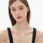 AWE Zirconia Pendant Pearl Beaded Necklace