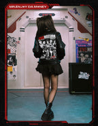 MEDM x EVA NEVER END Flame Character Portraits PU Leather Biker Jacket