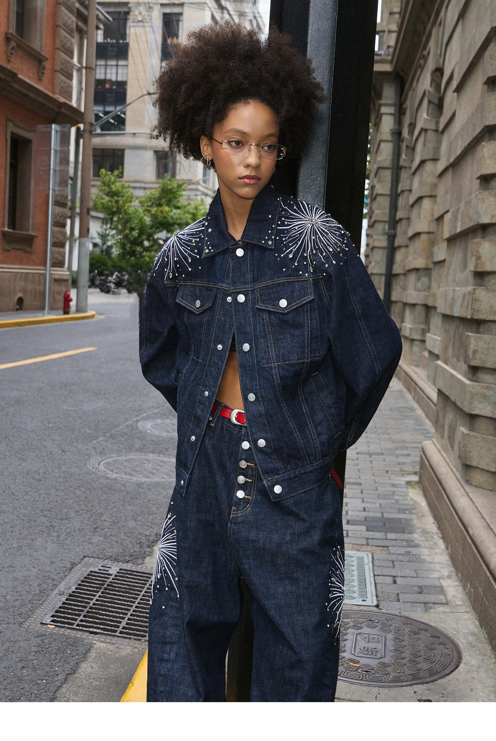 STEEPC Fireworks Rhinestone Denim Jacket