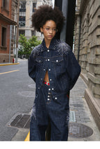STEEPC Fireworks Rhinestone Denim Jacket