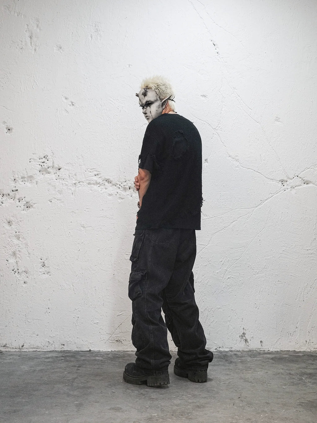 UNDERWATER Ruined Mesh Distressed Layered Tee