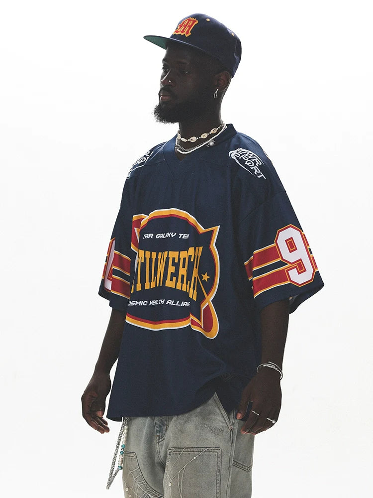 UNTILWERICH Vintage Graphic Mesh Hockey Jersey