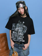 MEDM Sword and Rose Multicolor Diamond Tee