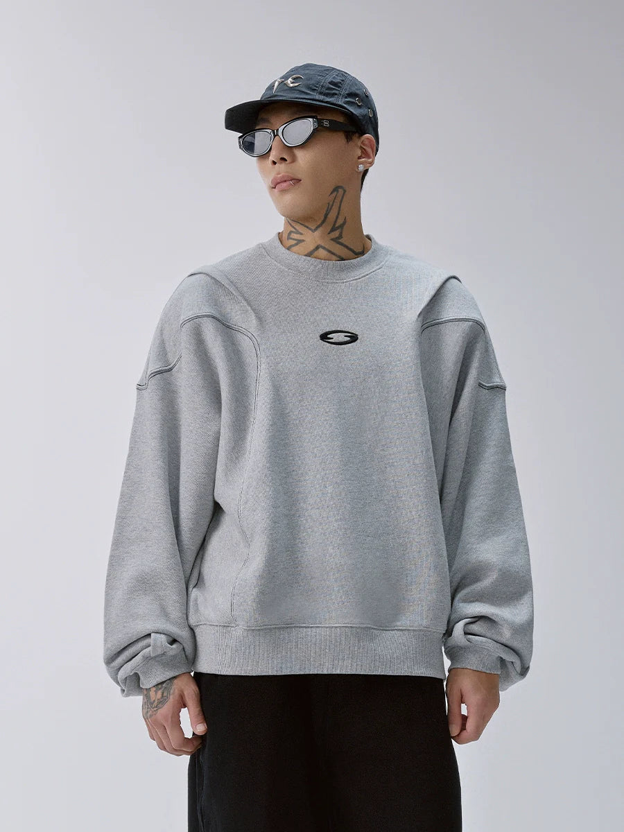 F2CE Pleated Splicing Embroidered Logo Sweatshirt