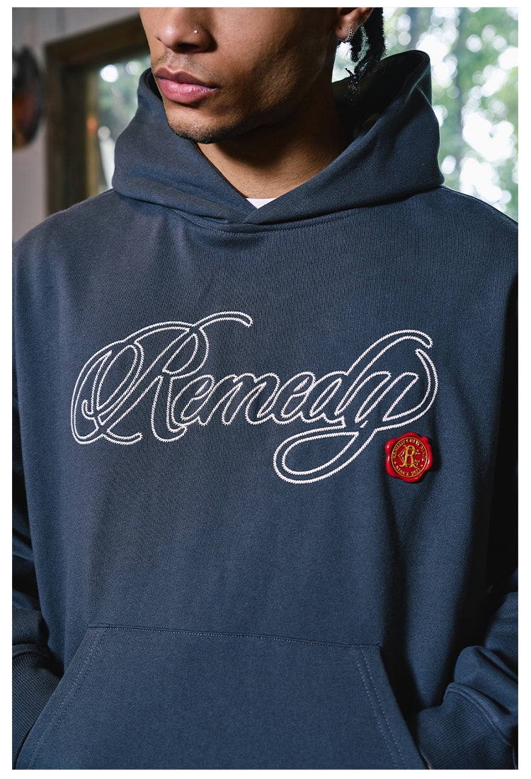Remedy Metal Wax Seal 3D Logo Embroidered Hoodie