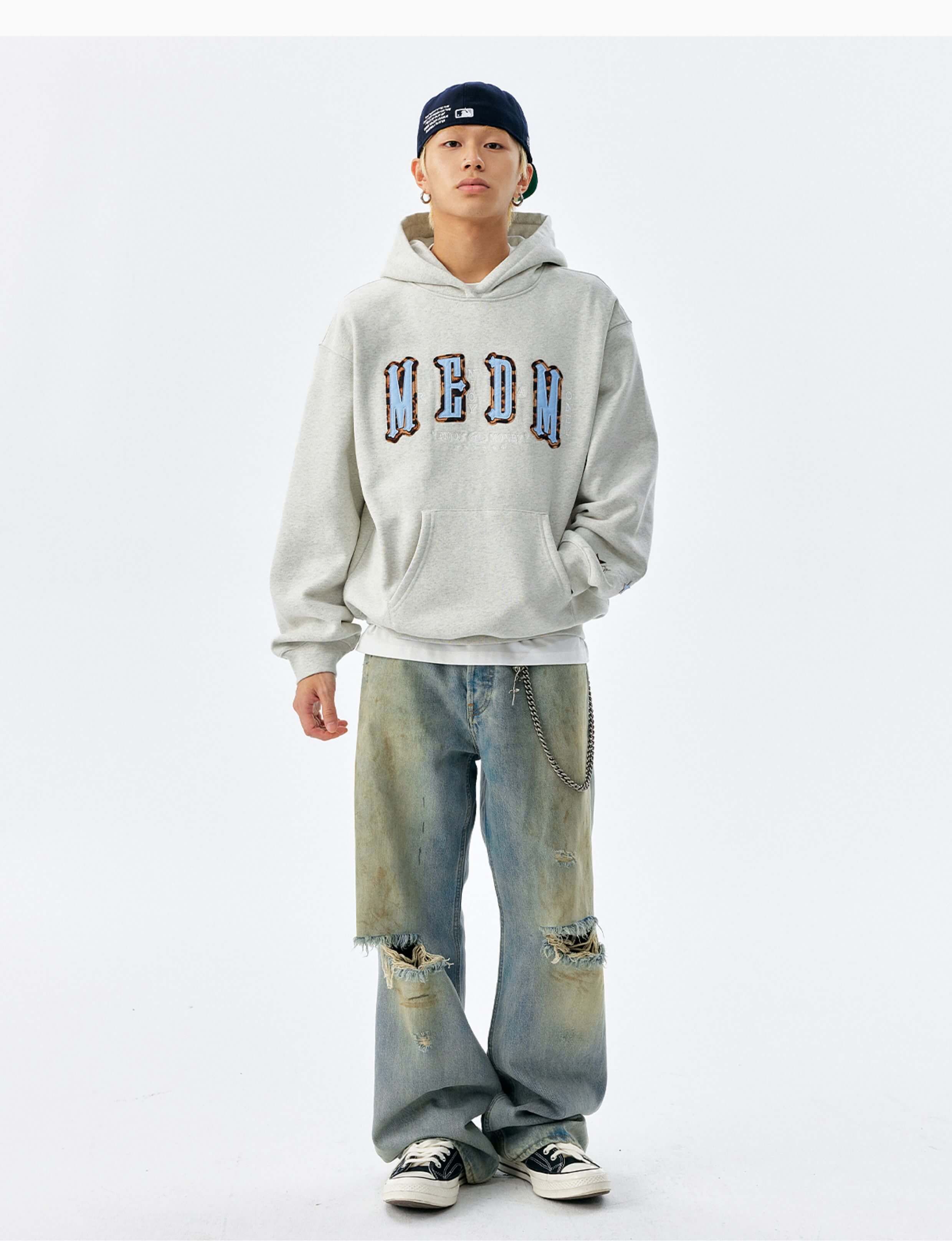 MEDM Animal Leather Logo Patch Hoodie