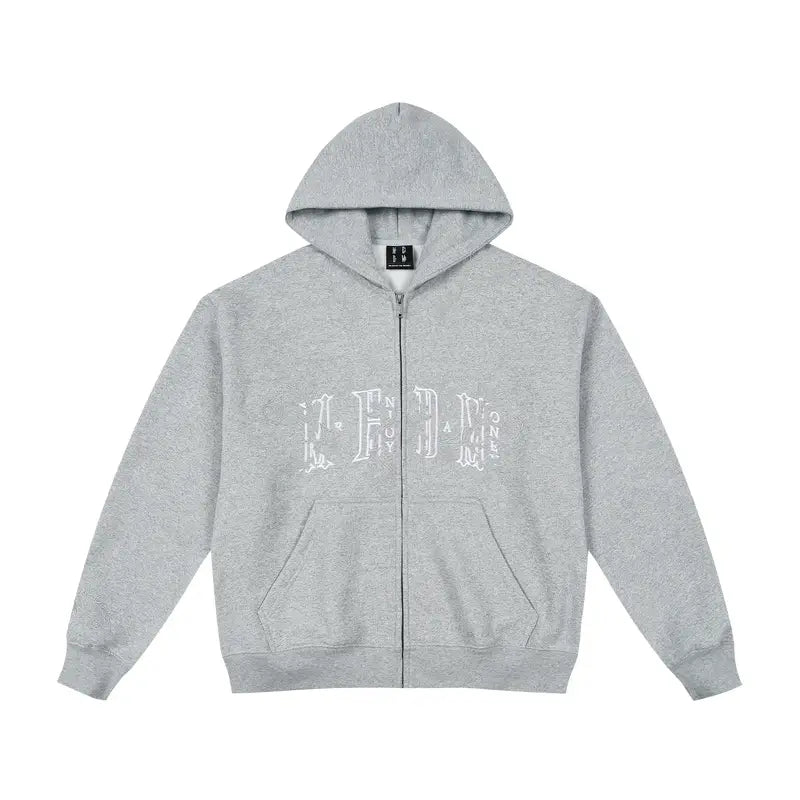 MEDM Flower Embroidered Zip Up Hoodie